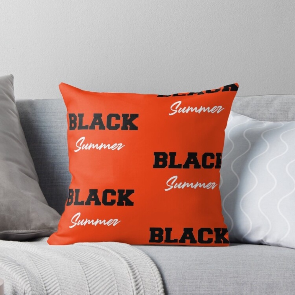 Black Summer Orange Halloween Pillow